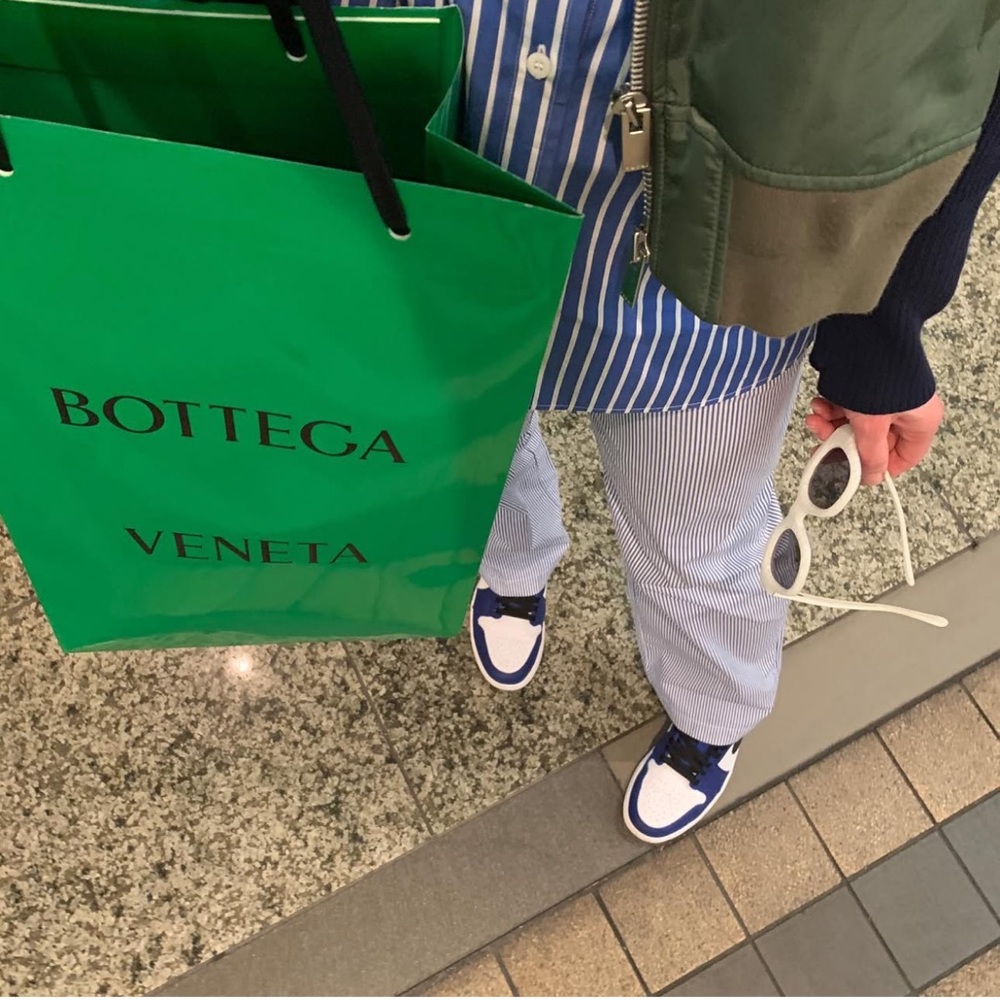 Anine Bing Blue pinstripe drawstring trouser